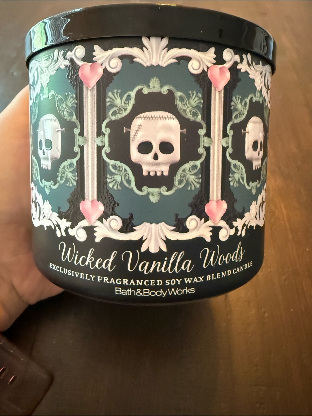 NWT Bath & Body Works Wicked Vanilla Woods Candle - Black & Pink Accents